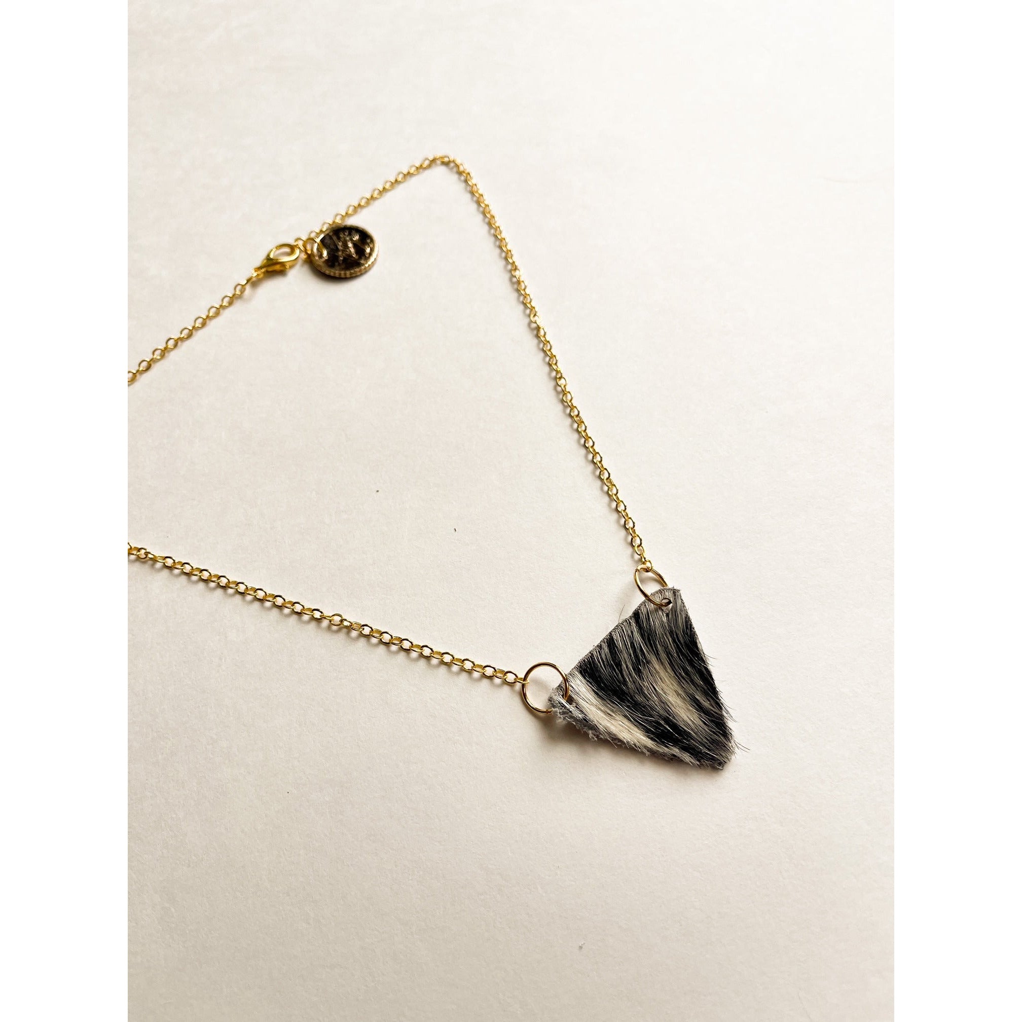 VN121 - Cowhide Triangle Necklace - Double J Saddlery