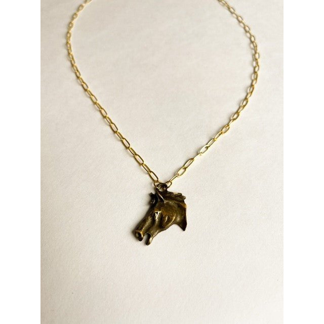 Jumping Racehorse Necklace (9ct Gold) - Harriet Glen Creations