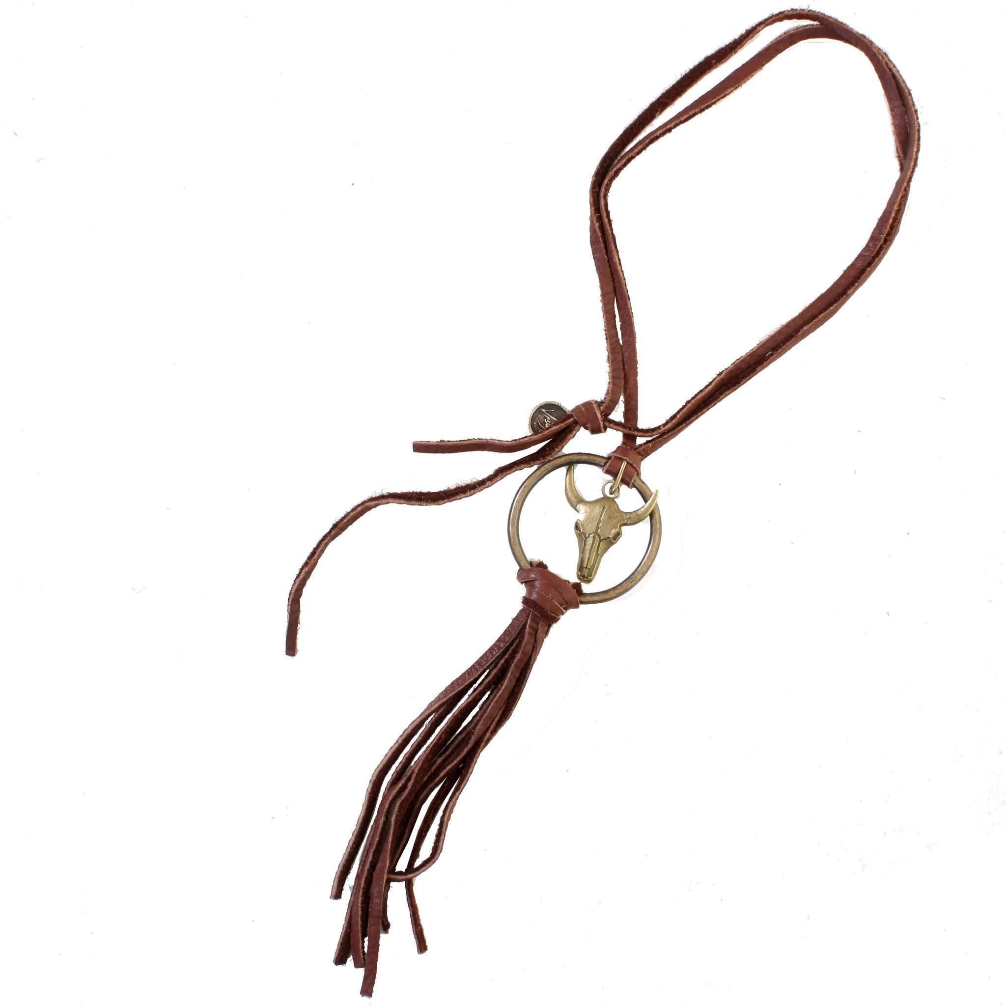 VN29 - Vestige Chocolate Elk Skin Necklace - Double J Saddlery