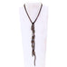VN56 - Vestige Chocolate Elk Skin Lariat Necklace - Double J Saddlery